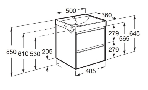 Roca Ona Compact 50 cm fürdőszoba bútor mosdóval, matt zöld A851682513