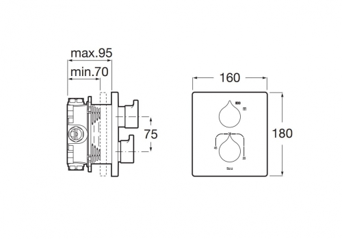 Roca Insignia termosztátos falsík alatti zuhany csaptelep, króm A5A2C3AC00