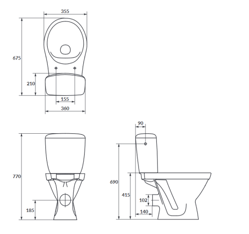 Cersanit Cersania Compact hátsó kifolyású monoblokkos wc lassú záródású vékonyított wc ülőkével K11-2338