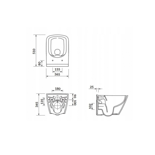 Cersanit City Square perem nélküli fali wc K35-041