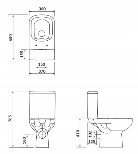 Cersanit Colour perem nélküli monoblokkos wc lassú záródású ülőkével K103-027