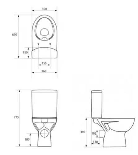 Cersanit Parva perem nélküli hátsó kifolyású monoblokkos wc K27-062