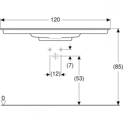 Geberit ONE 120x48 cm KeraTect mosdó csaplyuk nélkül, fehér 505.016.00.1