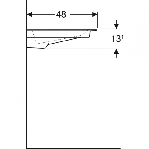 Geberit ONE 90x48 cm KeraTect mosdó csaplyuk nélkül, jobb oldali pakolófelülettel, fehér 505.008.00.1