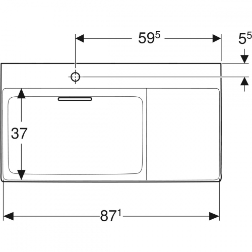 Geberit ONE 90x48 cm KeraTect mosdó jobb oldali pakolófelülettel, fehér 505.039.00.1