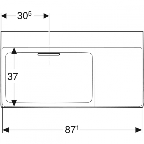 Geberit ONE 90x48 cm KeraTect mosdó csaplyuk nélkül, jobb oldali pakolófelülettel, fehér 505.042.00.1