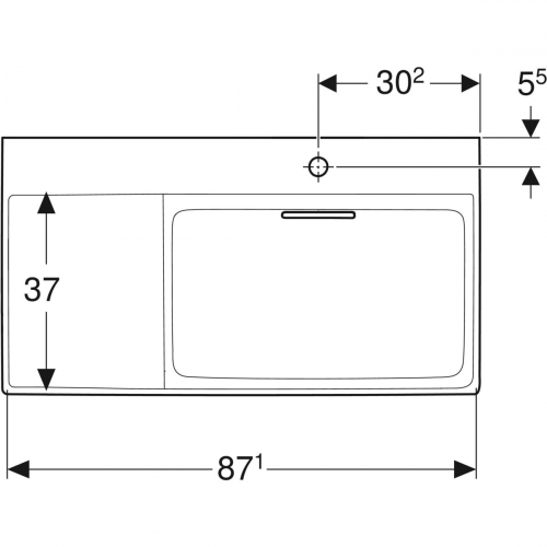 Geberit ONE 90x48 cm KeraTect mosdó bal oldali pakolófelülettel, fehér 505.043.00.1