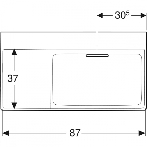 Geberit ONE 90x48 cm KeraTect mosdó csaplyuk nélkül, bal oldali pakolófelülettel, fehér 505.044.00.1