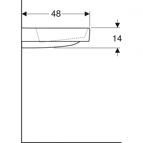 Geberit ONE 90x48 cm KeraTect mosdó csaplyuk nélkül, bal oldali pakolófelülettel, fehér 505.044.00.1