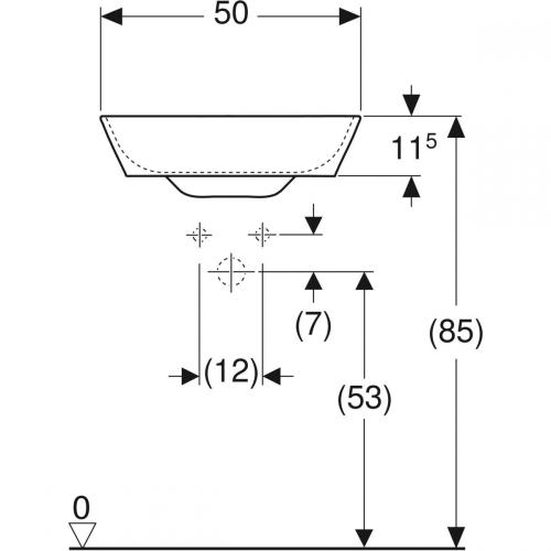 Geberit ONE 50x42,5 cm KeraTect pultra ültethető mosdó, fehér 505.051.00.1