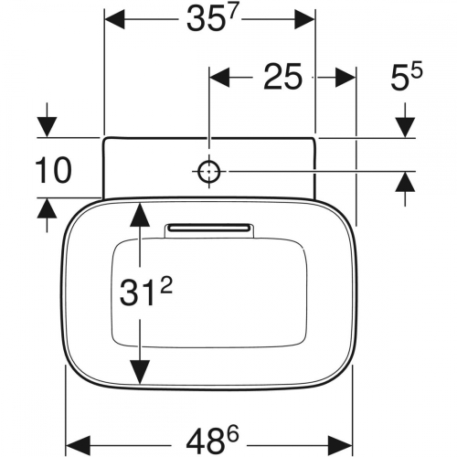 Geberit ONE 50x42,5 cm KeraTect pultra ültethető mosdó, fehér 505.051.00.1