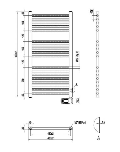 Sanotechnik UNO elektromos törölközőszárító, fehér, 750 W-os U130