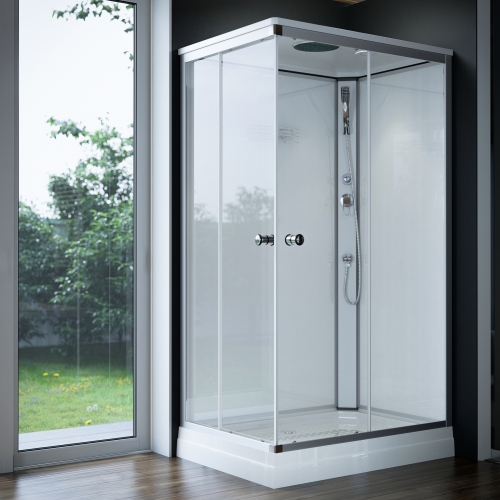 Sanimix üveghátfalas szögletes zuhanykabin tálcával 120x80x215cm 22.8708-120
