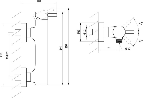 Ravak Espirit ES 032.20GB Fali zuhanycsaptelep szett nélkül - Graphite Brushed X070317