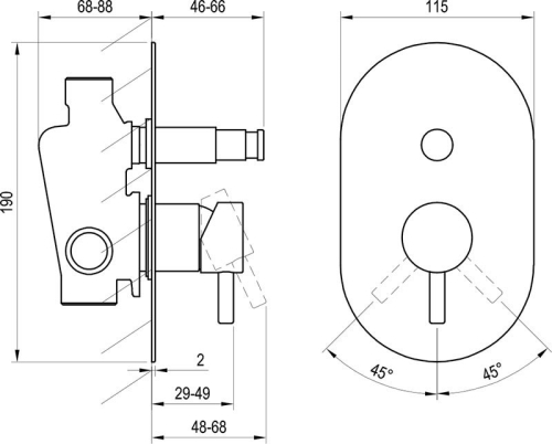 Ravak Espirit ES 061.10WV.O2 Falba süllyesztet csaptelep, automatikus kétutas, belső egységgel - White Velvet X070247