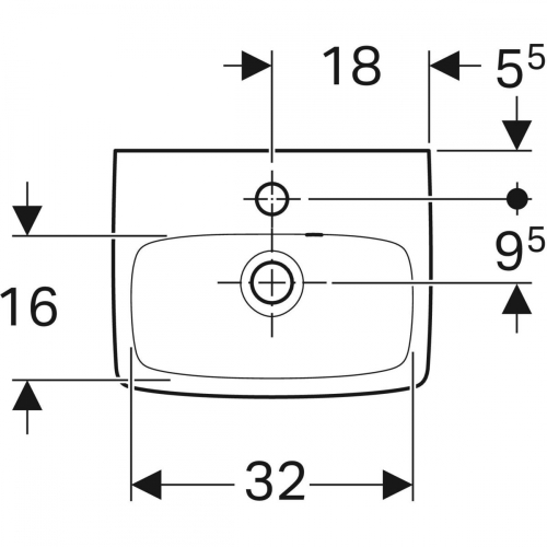 Geberit Selnova Square 36x28 cm kézmosó, fehér 500.316.01.7