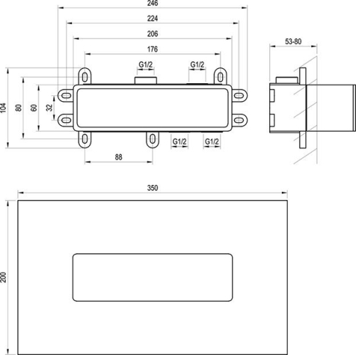 Ravak R-box 07D.50 R-box Horizontal alaptest a falba süllyesztett csaptelepekhez X070233