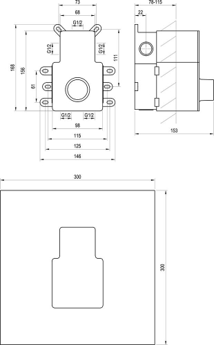 Ravak R-box 07F.50 R-box Vertical O2/O3 alaptest a falba süllyesztett csaptelepekhez X070235