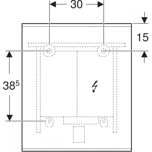 Geberit Option Plus Square 60x70 cm tükör világítással, matt fekete/eloxált alumínium 502.781.14.1