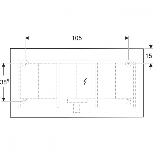 Geberit Option Plus Square 135x70 cm tükör világítással, matt fekete/eloxált alumínium 502.786.14.1