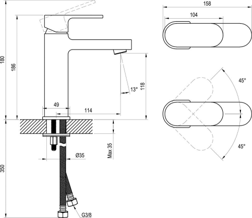 Ravak Chrome CR 014.20BL mosdócsaptelep leeresztő nélkül, fekete X070428