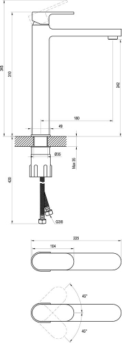 Ravak Chrome CR 015.20BL Álló mosdócsaptelep - 310 mm, leeresztő nélkül, fekete X070429