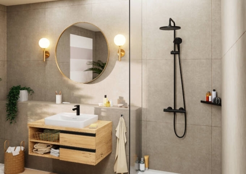 Hansgrohe Vernis Blend Showerpipe 240, 1jet termosztátos zuhanyrendszer matt fekete 26426670