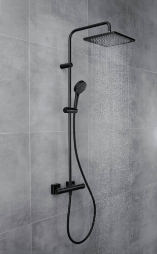 Hansgrohe Vernis Shape Showerpipe 240, 1jet termosztátos zuhanyrendszer matt fekete 26427670