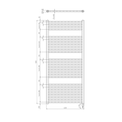 Sapho AQUALINE DIRECT-E 450x1320mm elektromos fürdőszobai radiátor, matt fekete ILE34TB