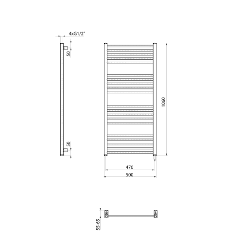 Sapho METRO-E 500x1060mm elektromos radiátor, fehér ME410