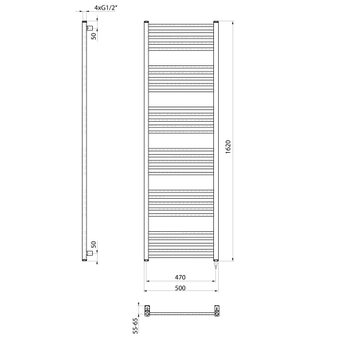 Sapho METRO-E 600x1620mm elektromos radiátor, fehér ME616