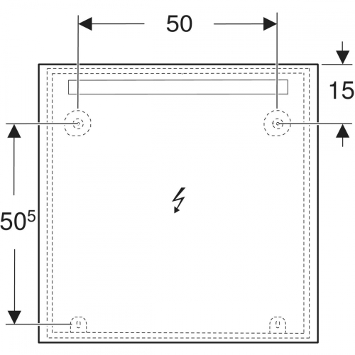 Geberit Option Basic Square 70x70 cm tükör világítással, eloxált alumínium 502.806.00.1