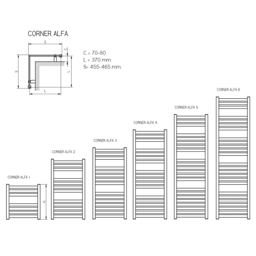 Radeco CORNER ALFA 3 design sarok radiátor (850x400 mm, színes)