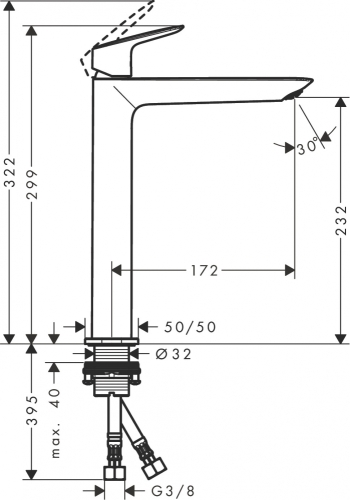 Hansgrohe Logis Fine egykaros mosdócsaptelep 240, lefolyógarnitúra nélkül, matt fekete 71258670