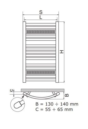 Radeco ZORBA 4 design fürdőszobai radiátor (1075x550 mm, színes)