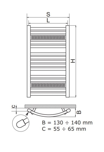 Radeco ZORBA 6 design fürdőszobai radiátor (1435x550 mm, színes)
