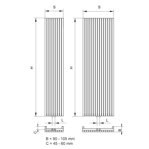 Radeco TORGET PLUS 1 design fürdőszobai radiátor (1800x334 mm, színes)