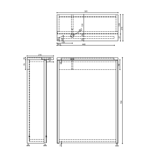 Sapho AQUALINE KAWA STRIP 50x70 cm tükrösszekrény LED világítással, fehér WGL50S