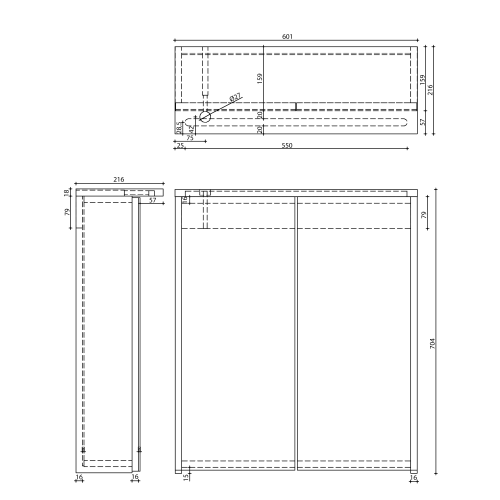 Sapho AQUALINE KAWA STRIP 60x70 cm tükrösszekrény LED világítással, fehér WGL60S