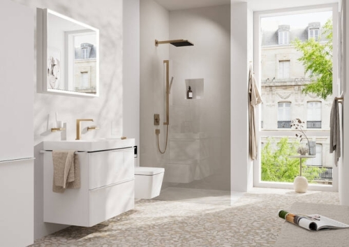 Hansgrohe Pulsify E 1jet EcoSmart+ fejzuhany, szálcsiszolt bronz 24333140