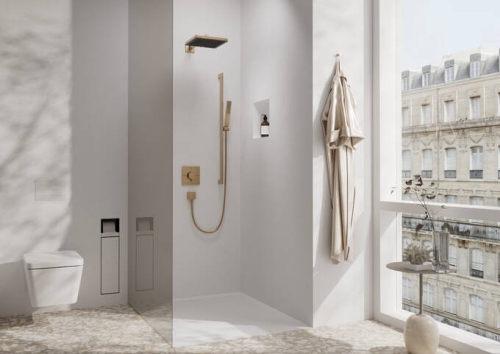 Hansgrohe Pulsify E 1jet EcoSmart+ fejzuhany, szálcsiszolt bronz 24333140