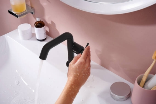 Hansgrohe Tecturis S egykaros mosdócsaptelep Fine 110, CoolStart EcoSmart+, lefolyógarnitúra nélkül, matt fekete 73321670