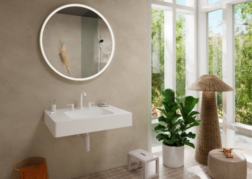 Hansgrohe Tecturis S 3-lyukú mosdócsaptelep 150 EcoSmart+, Push-open lefolyógarnitúrával, matt fehér 73330700