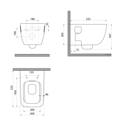 Sapho BRUCKNER WALTER RIMLESS fali WC, fehér 201.502.0