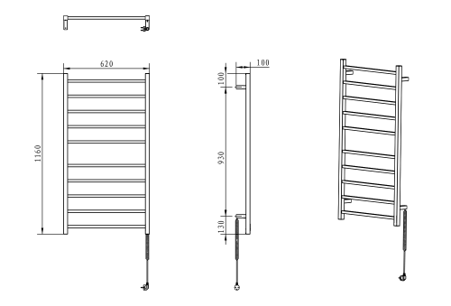 Sapho ESKINADO 620x1160 mm elektromos törölközőszárító radiátor, inox ER430V