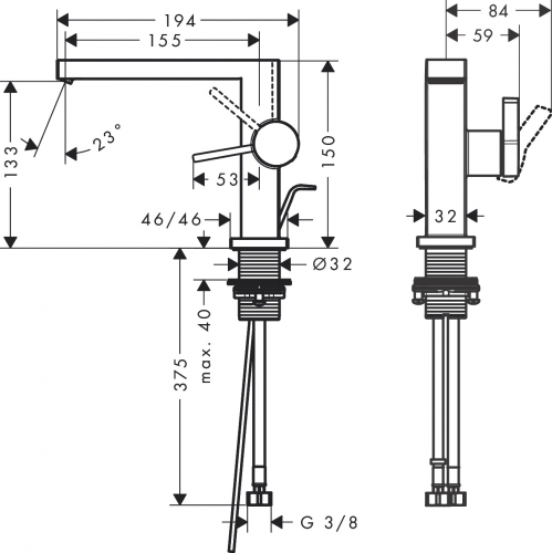 Hansgrohe Tecturis E Egykaros mosdócsaptelep Fine 110, CoolStart, automata lefolyógarnitúrával, króm 73023000