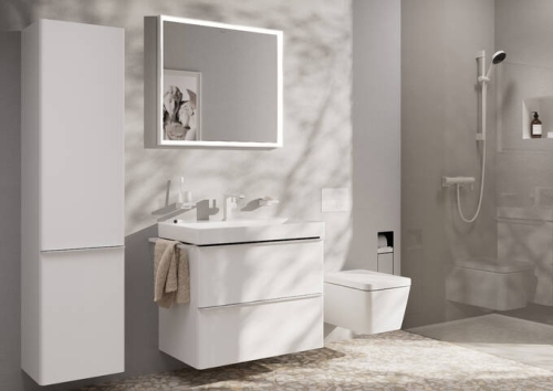 Hansgrohe Tecturis E Egykaros mosdócsaptelep Fine 110, CoolStart, automata lefolyógarnitúrával, matt fehér 73023700