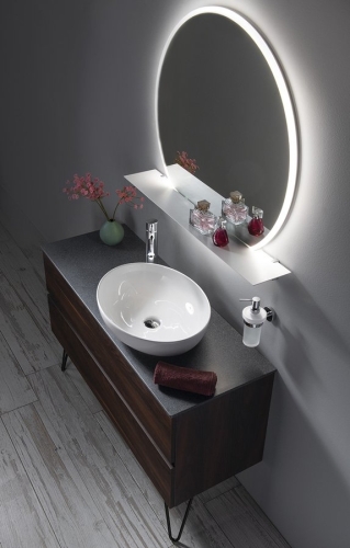 Sapho VISO 70 tükör LED világítással, PONTE rockstone polccal VS070-01