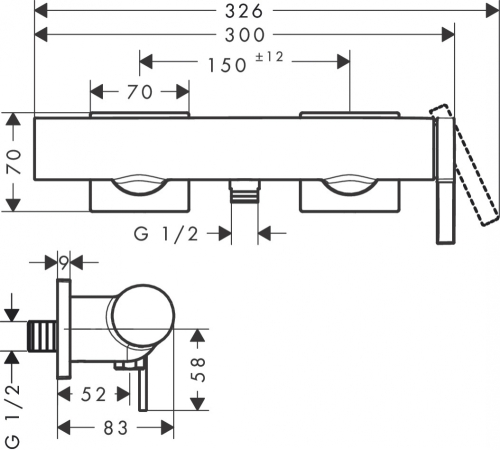 Hansgrohe Tecturis E egykaros zuhanycsaptelep, matt fekete 73620670