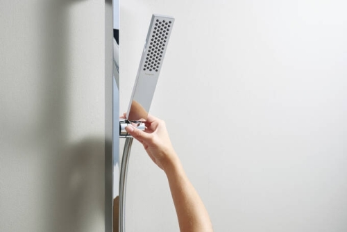 Hansgrohe Unica E Puro 90 cm fali zuhanyrúd könnyen csúsztatható kézizuhanytartóval, króm 24403000